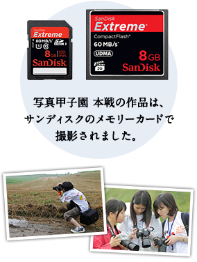 写真甲子園 本戦の作品は、サンディスクのメモリーカードで撮影されました。